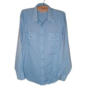 H Bar C Vintage‎ Mens Western Pearl Snap Shirt Blue